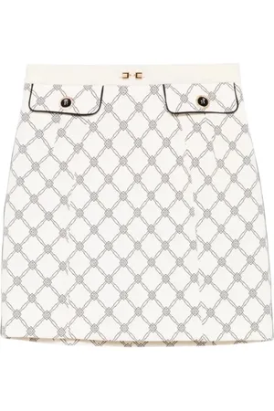 Elisabetta Franchi Spódnice, Kobieta, Biały, L, Poliester, Stylowy 96% Poliester 4% Elastan