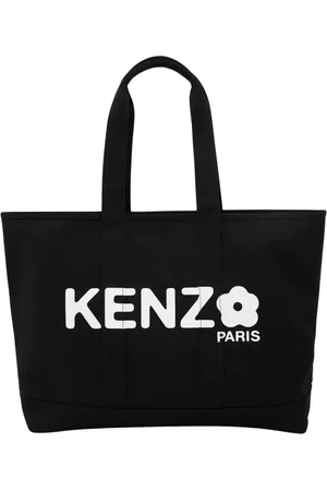 Kenzo Torebki, unisex, Czarny, ONE SIZE, Czarna torba shopper z nadrukiem Boke Flower
