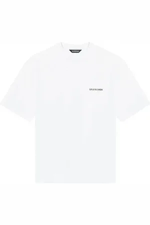 Balenciaga Koszulki, Mężczyzna, Biały, M, Len, Vintage Biały Okrągły Dekolt T-shirt