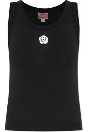 Kenzo Koszulki, Kobieta, Czarny, M, Bawełna, Top z naszywką z logo