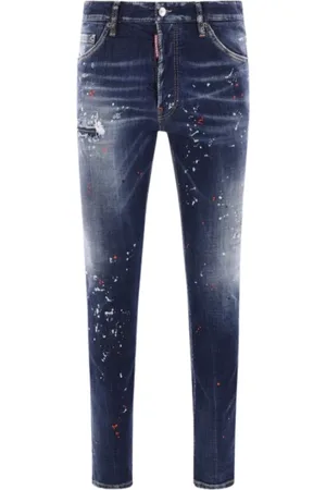 Dsquared2 Jeansy, Mężczyzna, Niebieski, M, Niebieskie Dżinsy ze Stretchem i Efektem Zniszczenia