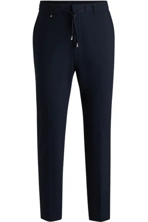HUGO BOSS Spodnie, Mężczyzna, Niebieski, XL, Elegancki Mieszanka Tkanin dla Ciebie