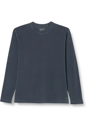 Marc O’ Polo Koszulki, Mężczyzna, Niebieski, M, Długi Rękaw Crew Neck T-shirt