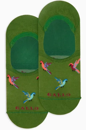 Gallo Bielizna, unisex, Wielobarwność, S, Unisex zielone bawełniane niewidoczne skarpetki z wzorem papugi