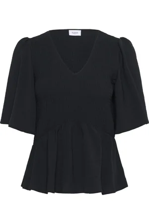 Saint Tropez Bluzki, Kobieta, Czarny, XL, Poliester, Elegancka Bluzka Keishasz Czarna