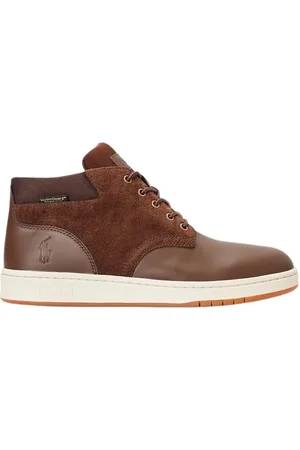 Ralph Lauren Buty, Mężczyzna, brązowy, 41 EU, Skóra, Brązowe Sneaker Botki z Membraną Wodoodporną