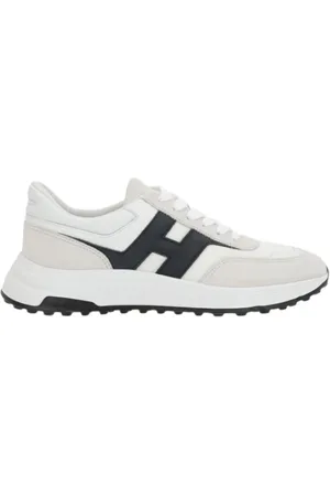 Hogan Buty, Mężczyzna, Biały, 42 1/2 EU, Skóra, Białe niskie trampki skóra zamsz