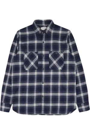 BROOKSFIELD Koszule, Mężczyzna, Niebieski, L, Len, Kraciasta koszula z bawełnianej tkaniny twill
