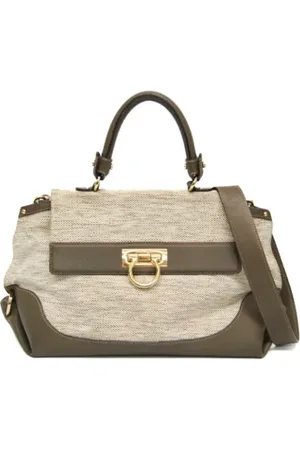 Salvatore Ferragamo Pre-owned, Kobieta, Beżowy, ONE SIZE, Skóra, Pre-owned Canvas handbags
