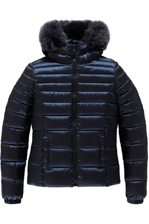 RefrigiWear Kurtki, Kobieta, Niebieski, M, Nylon, Niebieska Nylonowa Krótka Kurtka Puchowa Damska