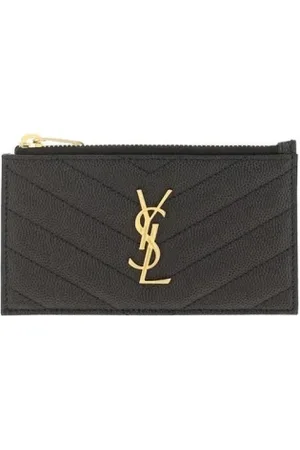 Saint Laurent Akcesoria, Kobieta, Czarny, ONE SIZE, Luksusowy Uchwyt na Karty z Logo YSL