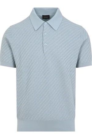 BRIONI Koszulki, Mężczyzna, Niebieski, M, Kaszmir, Niebieski Polo Elegancki Design