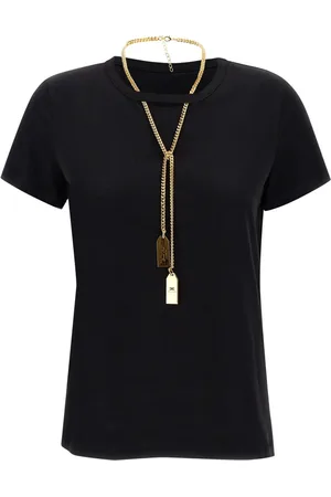 Elisabetta Franchi Koszulki, Kobieta, Czarny, XL, Bawełna, Damska koszulka T-shirt