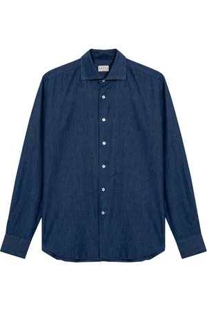 Xacus Koszule, Mężczyzna, Niebieski, L, Denim, Casualowa koszula z długim rękawem