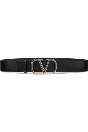 VALENTINO GARAVANI Akcesoria, Mężczyzna, Czarny, 95 CM, Len, Czarny Pasek Skórzany VLogo Podpis