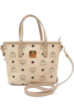 MCM Pre-owned, Kobieta, Beżowy, ONE SIZE, Pre-owned Canvas handbags