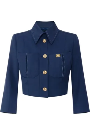 Elisabetta Franchi Kurtki, Kobieta, Niebieski, XS, Stylowa Kurtka dla Kobiet