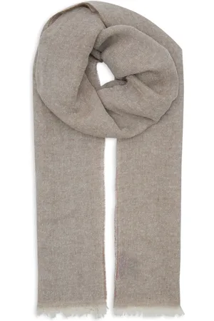 Gallo Akcesoria, unisex, Beżowy, ONE SIZE, Unisex beżowy jedwabno-lniany szalik w jednolitym kolorze