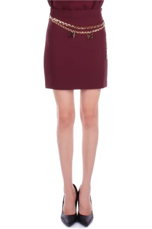 Elisabetta Franchi Spódnice, Kobieta, Czerwony, M, Poliester, Spódnica Bordeaux z Zamkiem Błyskawicznym