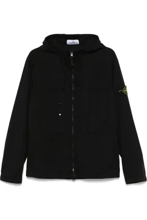 Stone Island Kurtki, Mężczyzna, Czarny, L, Czarne Płaszcze dla Mężczyzn