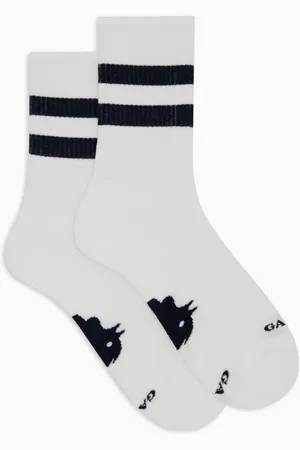 Gallo Bielizna, unisex, Biały, S, Unisex krótkie białe bawełniane skarpetki frotte z kontrastującymi paskami