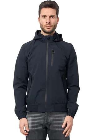 YES ZEE BY ESSENZA Kurtki, Mężczyzna, Niebieski, 3XL, Nylon, Niebieska kurtka bomberka z kapturem