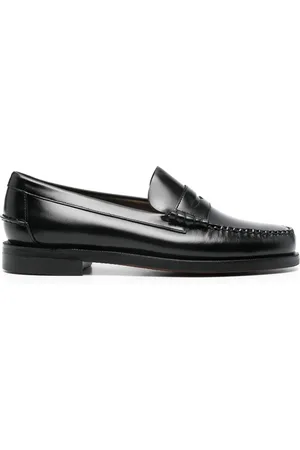 SEBAGO Buty, Mężczyzna, Czarny, 41 1/2 EU, Czarne Skórzane Buty z Dziurką na Monetę