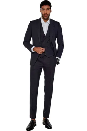 HUGO BOSS Garnitury, Mężczyzna, Niebieski, 2XL, Len, Elegant Wool Blend Tailored Trousers