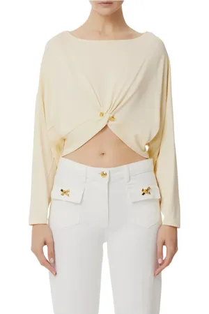 Elisabetta Franchi Bluzki, Kobieta, Beżowy, M, Stylowa Model Damska Sukienka