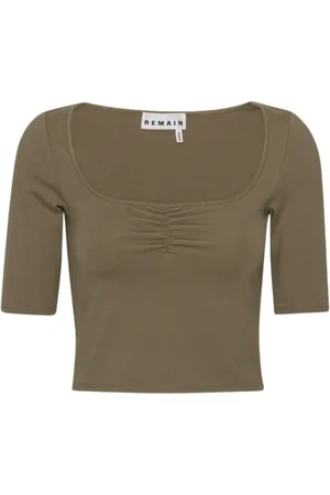 REMAIN Birger Christensen Bluzki, Kobieta, brązowy, XL, Top balerina z obniżonym stanem w orzechu