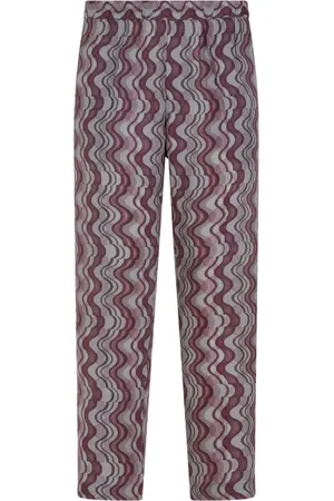 DRIES VAN NOTEN Spodnie, Mężczyzna, Wielobarwność, M, Różowe i Fioletowe Spodnie w Geometrię