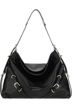 Givenchy Torebki, Kobieta, Czarny, ONE SIZE, Skóra, Skórzana Torba na Ramię z Metalowymi Klamrami