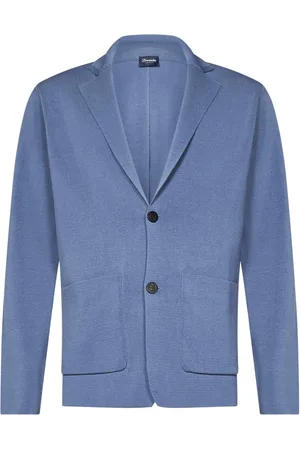 DRUMOHR Kurtki, Mężczyzna, Niebieski, M, Niebieski Bawełniany Sweter Blazer