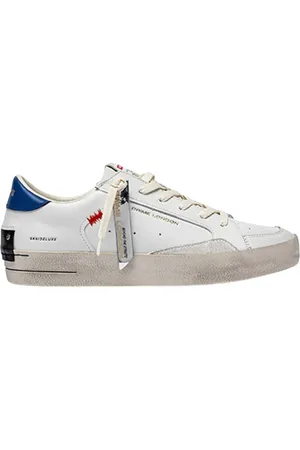 Crime london Buty, Mężczyzna, Biały, 45 EU, Skóra, Deluxe Sneaker Biała Skóra Niebieski Obcas