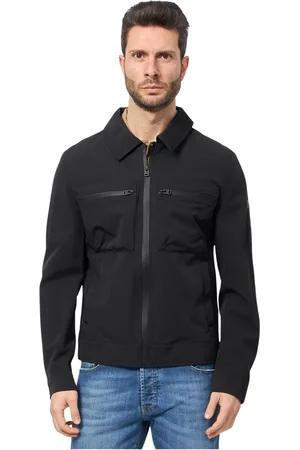 YES ZEE BY ESSENZA Kurtki, Mężczyzna, Czarny, M, Nylon, Czarna Kurtka z Kołnierzykiem Fullzip