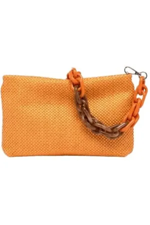 Gianni chiarini Torebki, Kobieta, Pomarańczowy, ONE SIZE, Słoma Brenda Clutch Torba Pomarańczowa