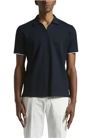PESERICO SIGN Koszulki, Mężczyzna, Niebieski, XS, Lekki polo shirt z piki bawełny Supima