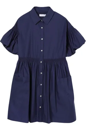 MONNALISA Sukienki, Kobieta, Niebieski, L, Sukienka z Puff Sleeves i Kieszeniami