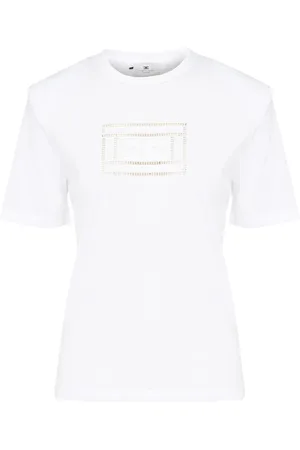 Elisabetta Franchi Koszulki, Kobieta, Biały, XS, Stylowy Top z Bawełny