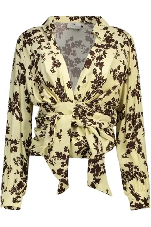 Elisabetta Franchi Bluzki, Kobieta, Żółty, XL, Stylowa Sukienka 100%Vi