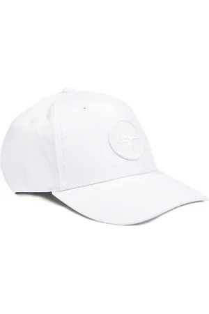 Stone Island Akcesoria, Mężczyzna, Biały, ONE SIZE, Biała Baseballowa Czapka z Logo z Plamą