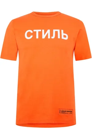 Heron Preston Koszulki, Mężczyzna, Pomarańczowy, S, Ctnmb Logo T-Shirt /White
