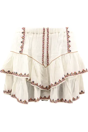 Isabel Marant Spódnice, Kobieta, Biały, M, Haftowane Spodenki z Elastycznym Pasem