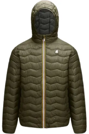 K-Way Kurtki, Mężczyzna, Zielony, L, Nylon, Zielona Kurtka Fala Pikowana Aw 23