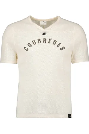 Courrèges Koszulki, Mężczyzna, Beżowy, XS, Mesh Baseball T-shirt