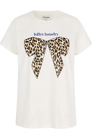 Lollys Laundry Koszulki, Kobieta, Biały, S, Bawełna, T-shirt z Grafiką Biały Bawełna Luźny Krój