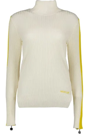 Moncler Swetry, Kobieta, Beżowy, M, Sweter Slim Fit z Golfem i Zamkiem