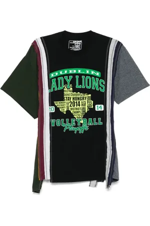 Pins & Needles Koszulki, Mężczyzna, Czarny, L, Czarna T-shirt z okrągłym dekoltem i panelami