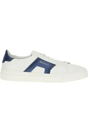 santoni Buty, Mężczyzna, Biały, 43 1/2 EU, Sneakersy z Logo i Podwójnym Zapięciem