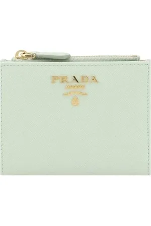 Prada Akcesoria, Kobieta, Zielony, ONE SIZE, Elegancki skórzany portfel z monogramem